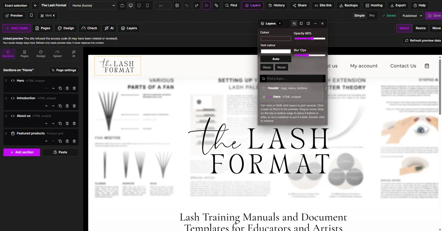 WebHaus · Actual editor screenshot