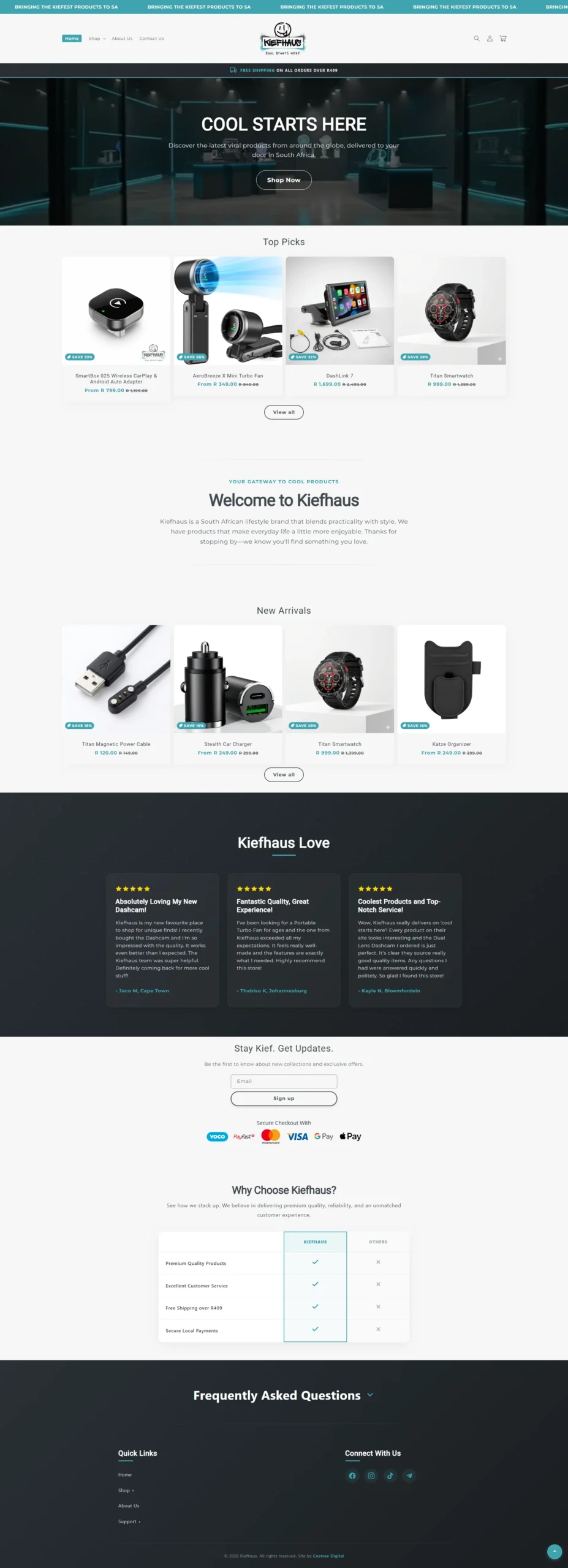Kiefhaus Shopify Website